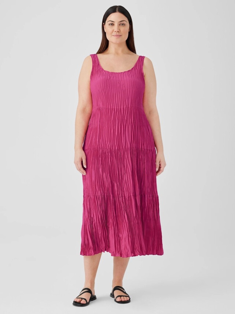 Eileen Fisher - Crushed Silk Tiered Dress